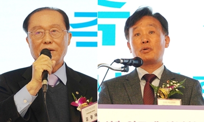 김광태 대한병원협회 명예회장(왼쪽)과 박성민 대한의사협회 대의원회 의장.