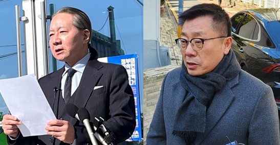 주수호 의협 비대위 언론홍보위원장(왼쪽)과 박명하 서울시의사회 회장.